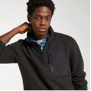 Timberland 1/4 Zip Black Fleece Pullover Sweater